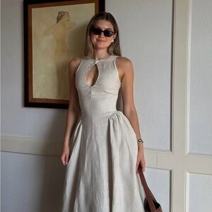 Chic Cream Keyhole Midi Dress